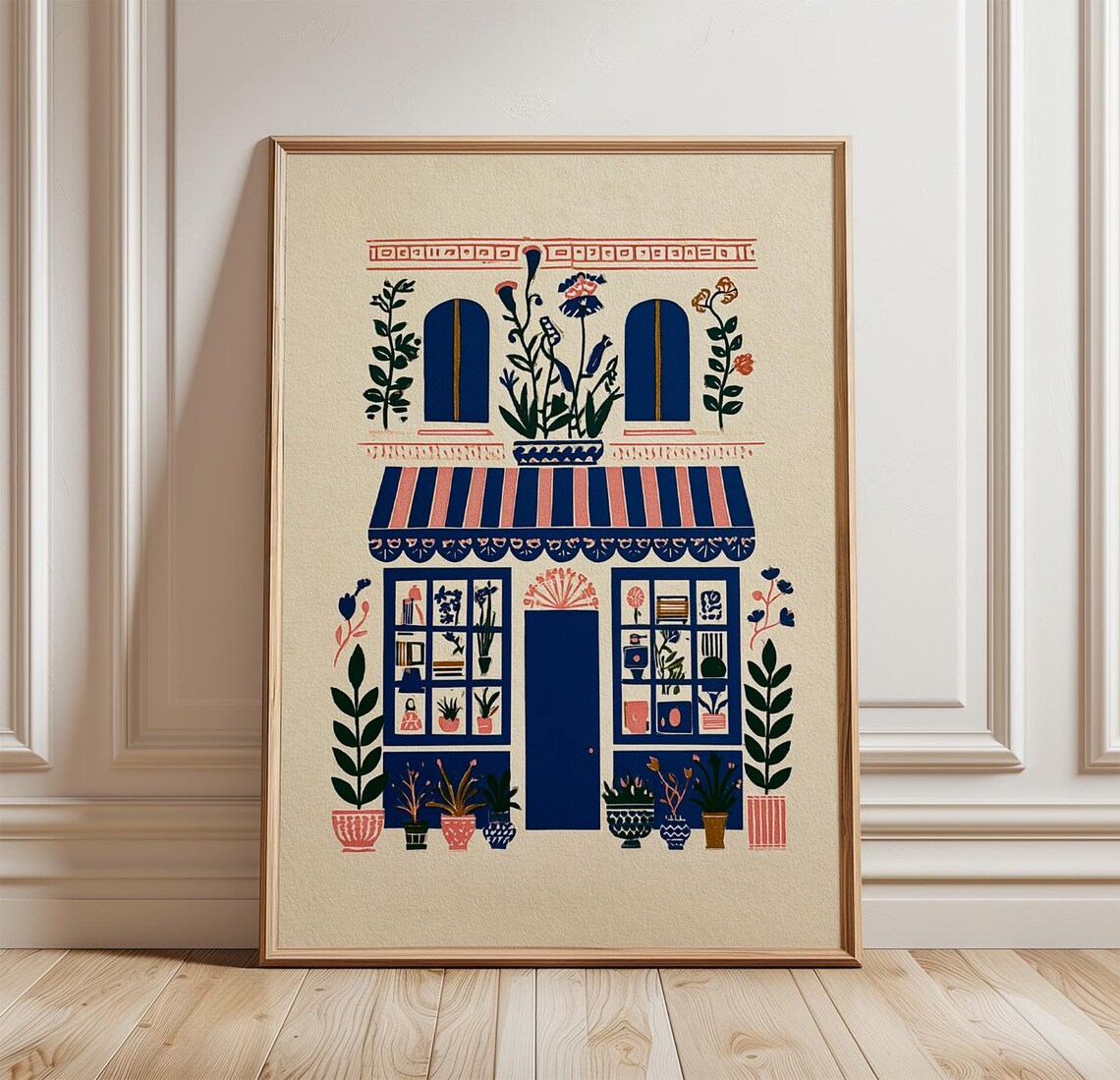 Plant Shop Poster, Botanical Storefront Folk Art