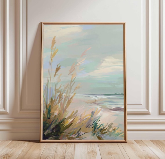 Beach Grass Coastal Landscape, Seaside Nature Print