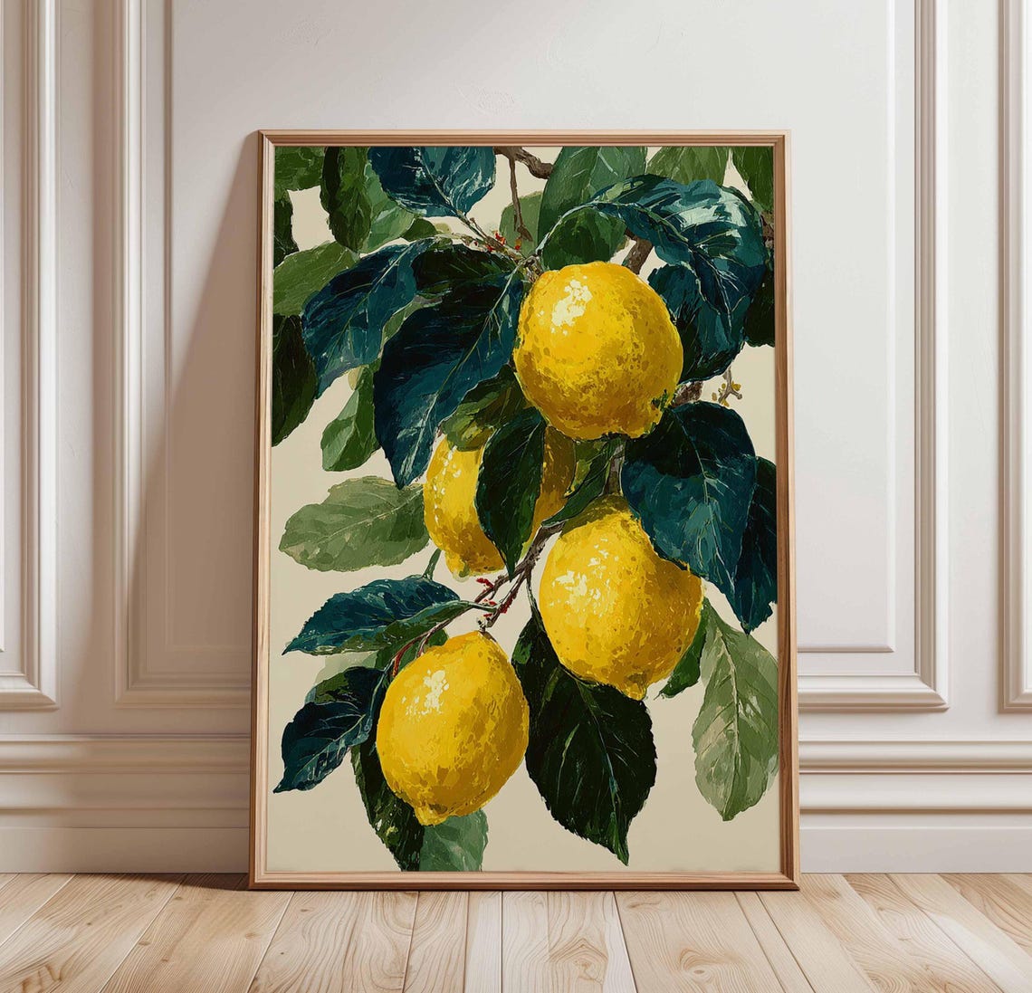 Lemon Branch Botanical Citrus Fruit Kitchen Art Vintage Italian Poster