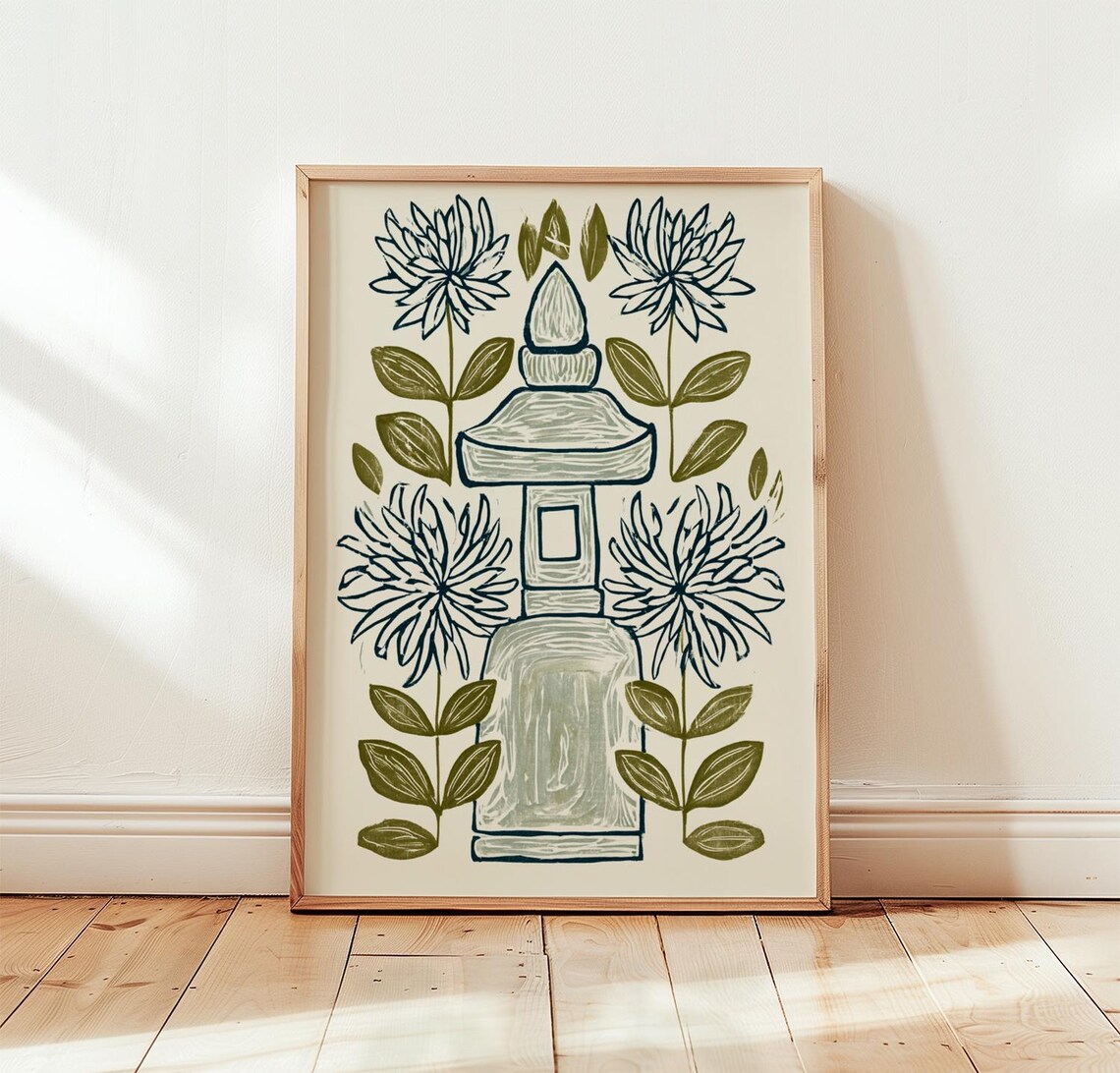 Blue Chrysanthemum Poster, Floral Wall Art