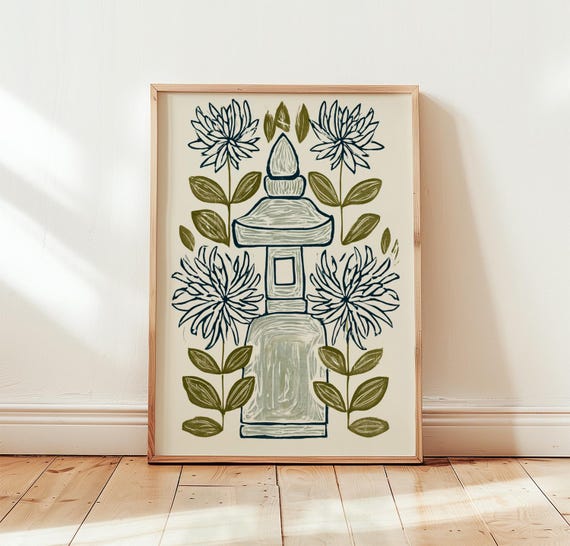 Blue Chrysanthemum Poster, Floral Wall Art