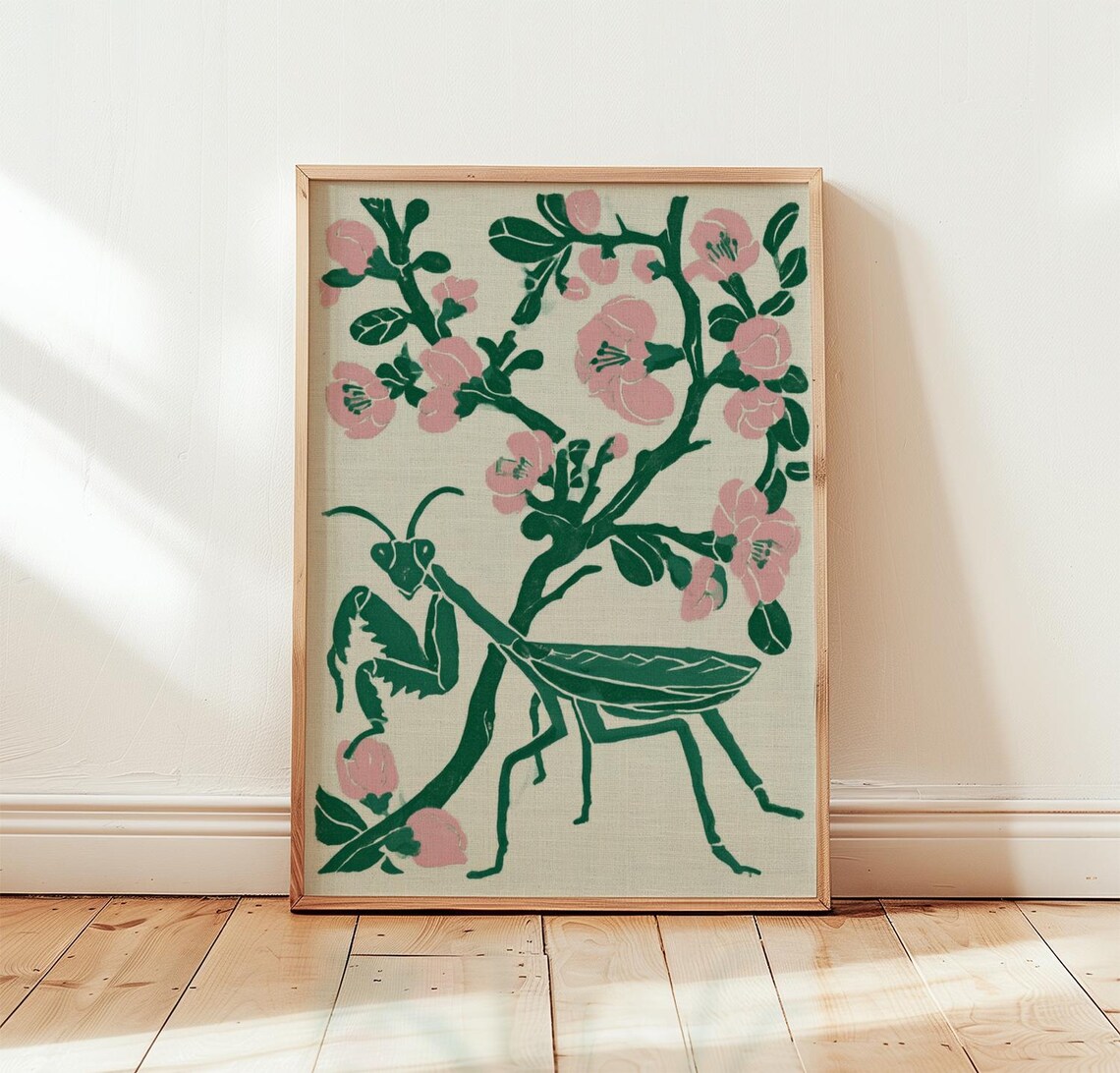 Pink Mantis, Sage Botanical Poster