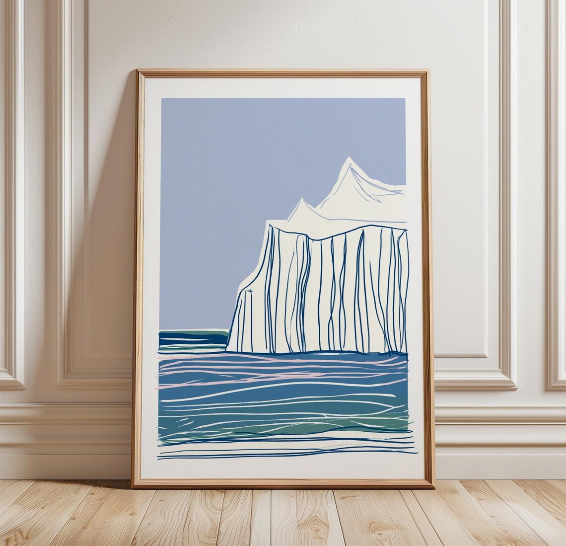Blue Iceberg Minimal Arctic Landscape Art Print