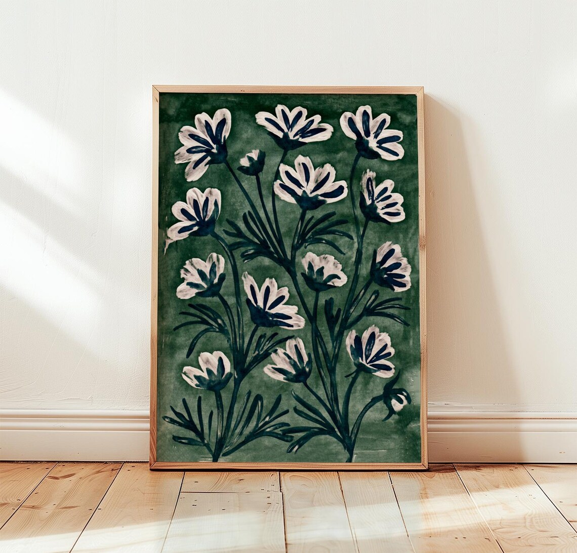 Botanical Flower Poster, Scandinavian Wall Art Print