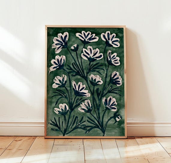 Botanical Flower Poster, Scandinavian Wall Art Print