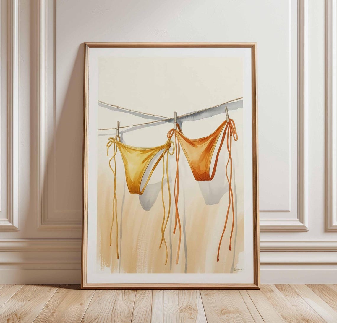 Sunwashed Watercolor Bikinis Clothesline Beach Summer Poster
