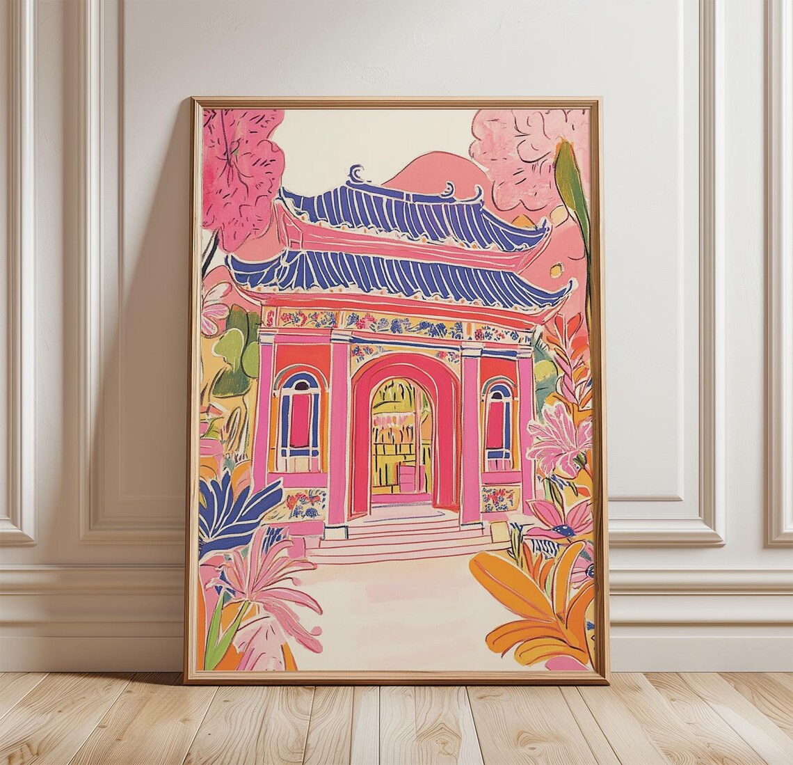 Oriental Temple Poster, Asian Architecture Wall Art