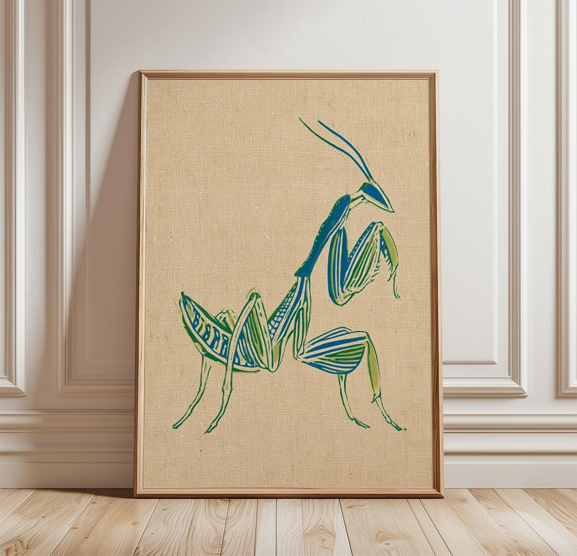 Green Orchid Mantis Vintage Insect Poster