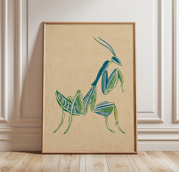 Green Orchid Mantis Vintage Insect Poster