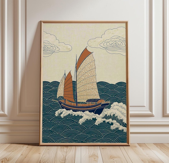 Sailing Boat Vintage Ocean Poster