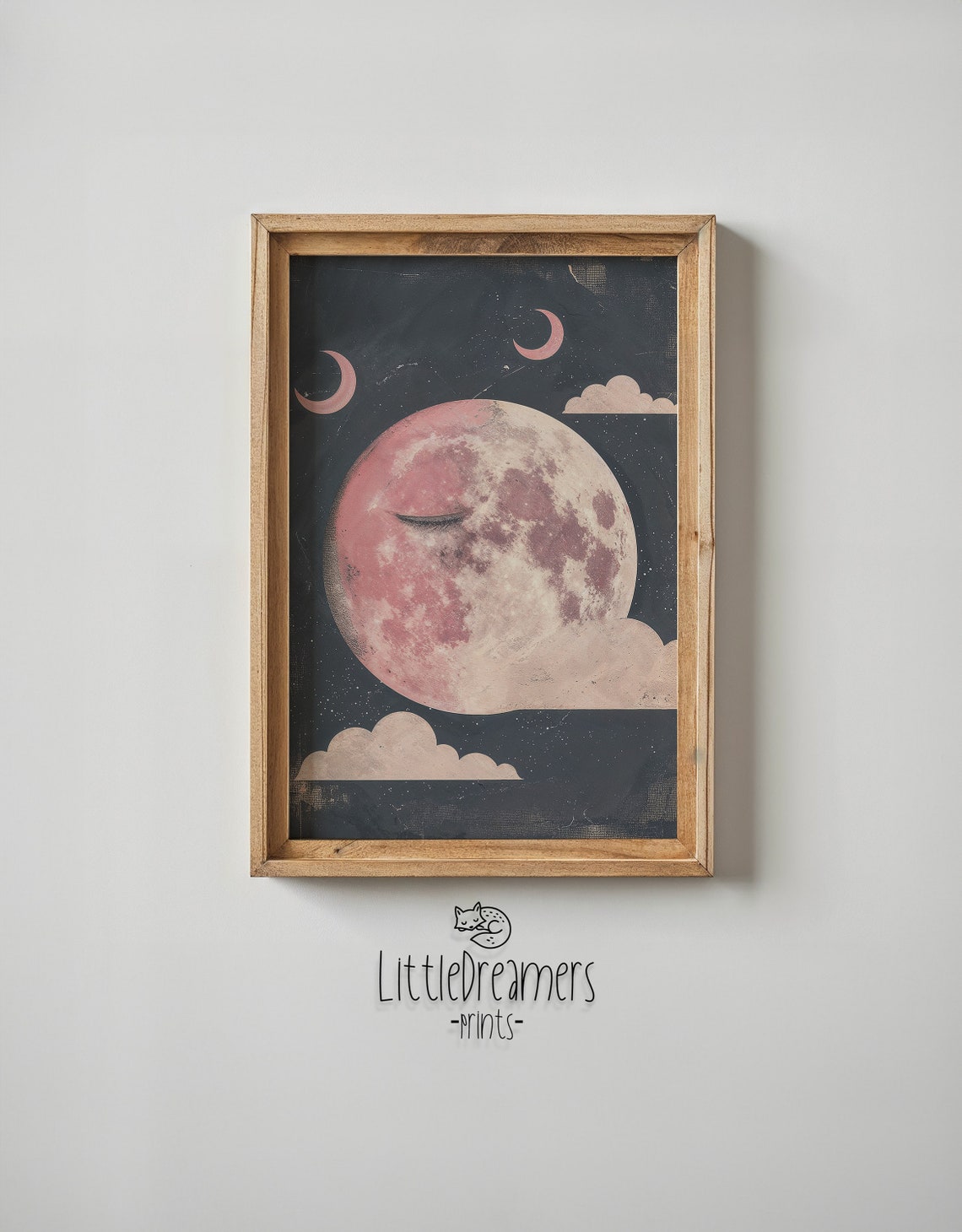 Sleeping Crescent Moon Print Celestial Nursery Wall Art Kids Space Themed Poster Whimsical Night Sky Decor Baby Room Gift - Image 6