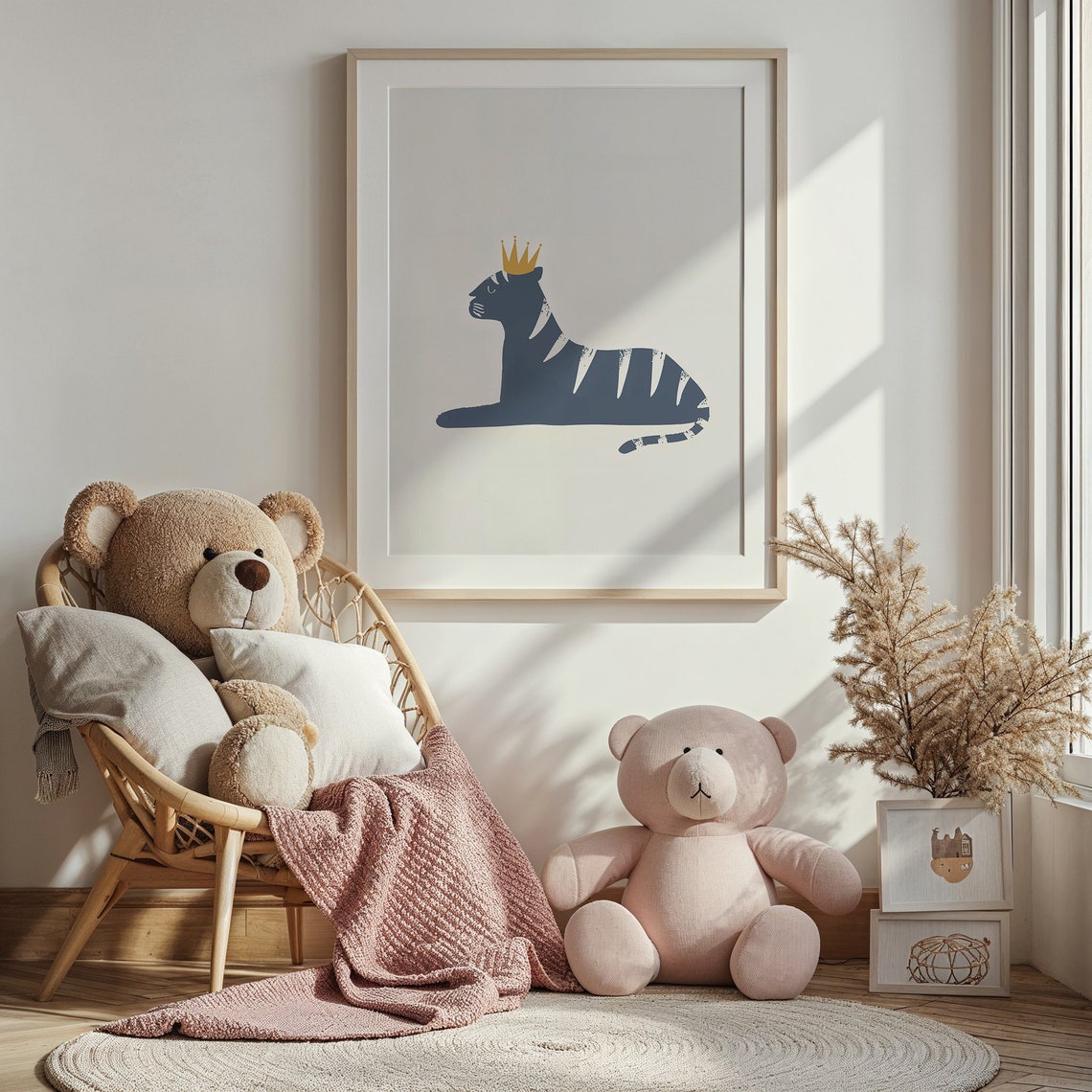 Royal Navy Tiger Gold Crown Lying Down Minimalist Kids Wall Poster - Image 3