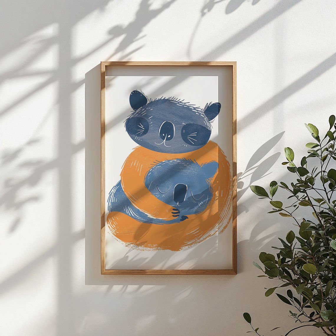 Hugging Koala Pair Navy Orange Sweet Baby Animals Nursery Wall Poster - Image 5