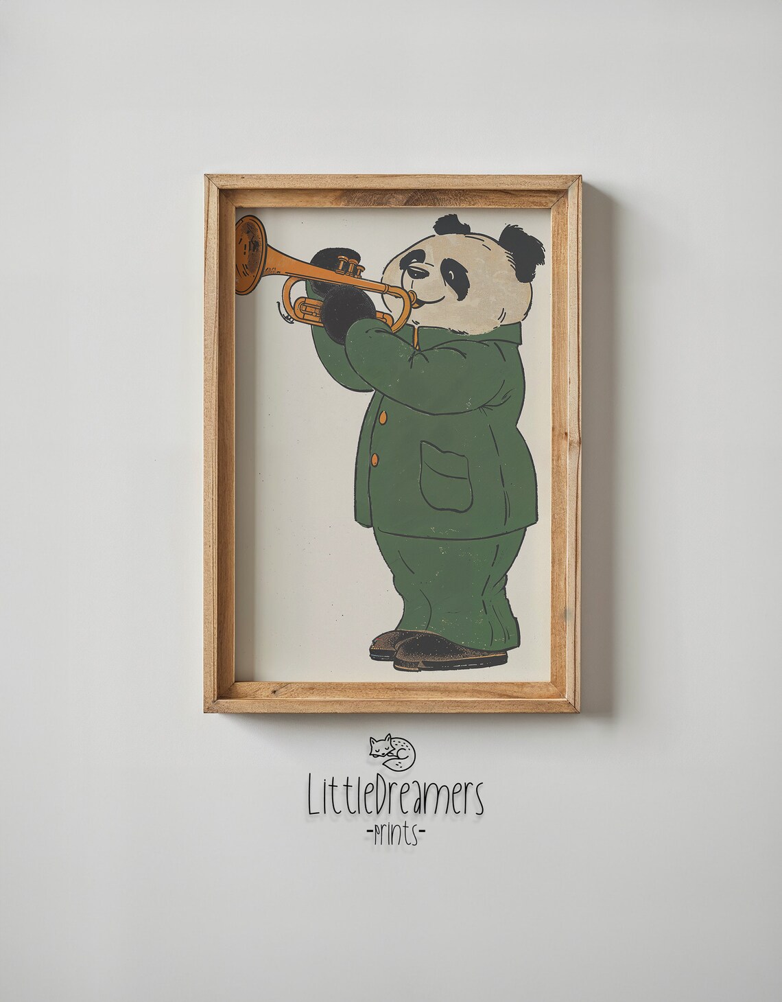 Panda Playing Orange Trumpet Green Suit Kids Music Room Wall Poster - Image 6
