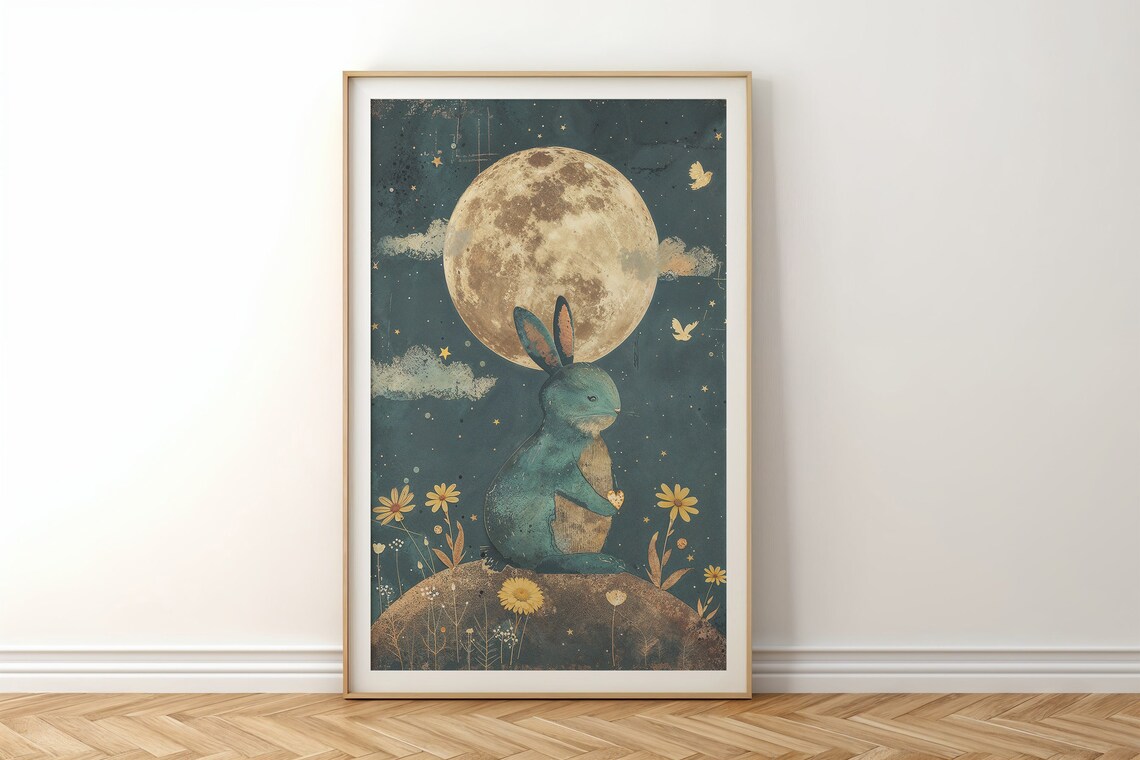 Moonlit Bunny Nursery Art Print, Celestial Rabbit - Image 6