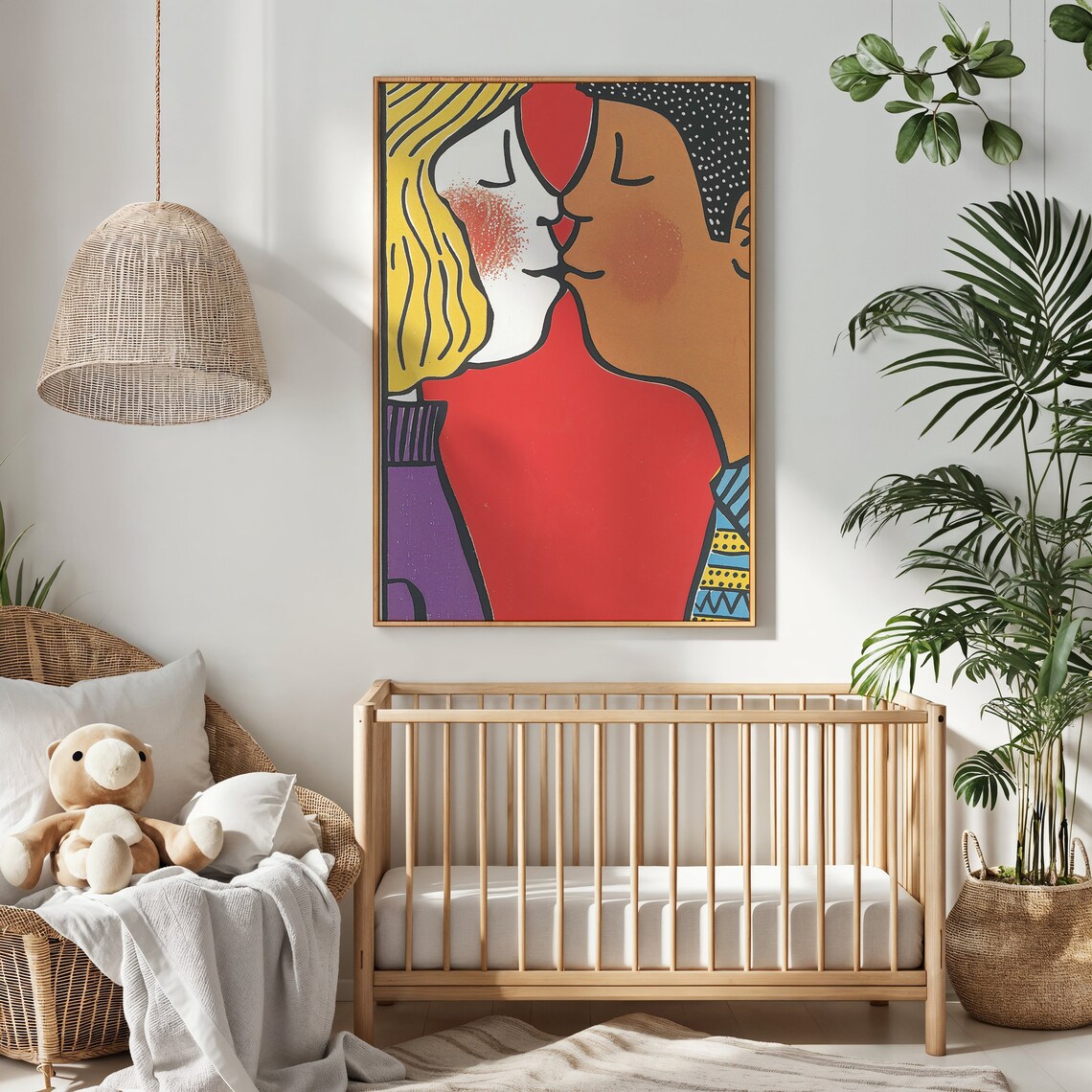 Couple Kiss Abstract Pop Art Love Embrace Colorful Modern Wall Poster - Image 4