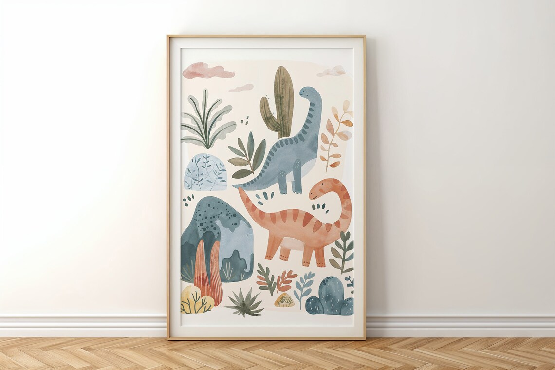 Watercolor Dinosaur Nursery Art Print, Kids Decor - Image 6
