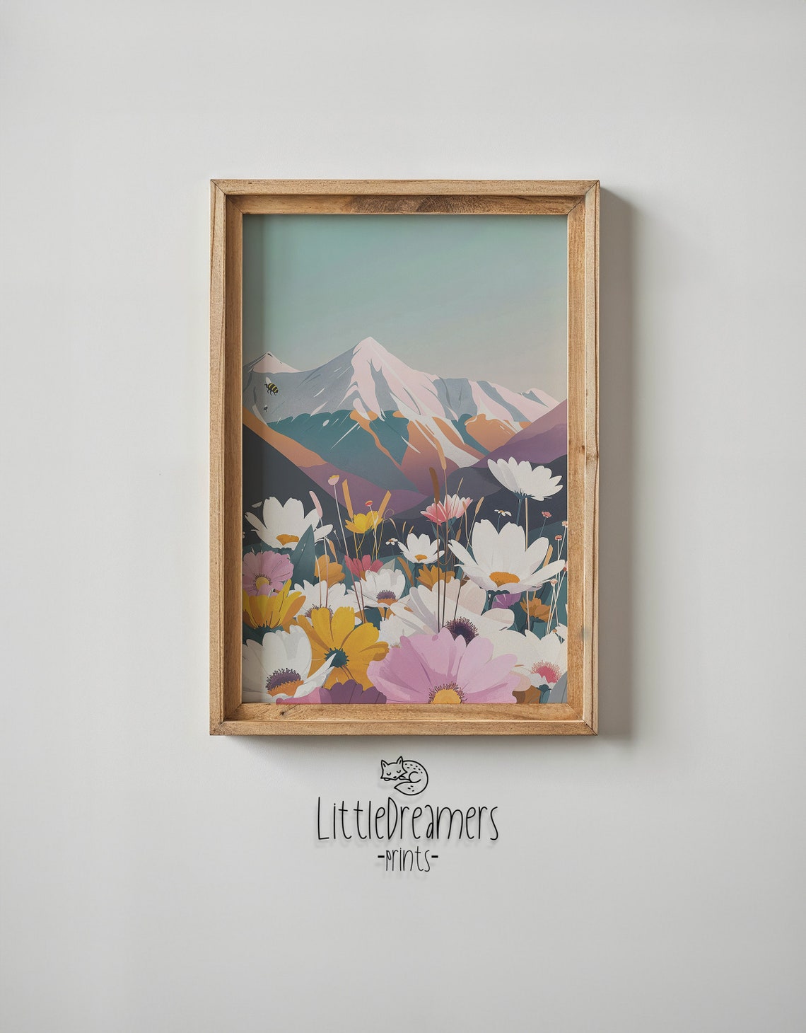 Snowcapped Mountain Wildflower Meadow Daisy Bloom Nature Wall Poster - Image 6