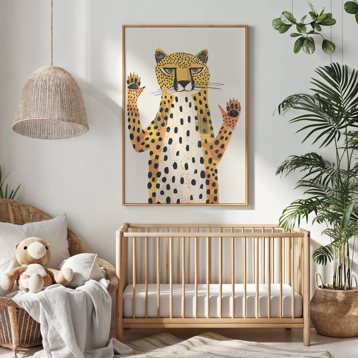 Cheetah Nursery Safari Animal Poster, Neutral Decor - Image 2
