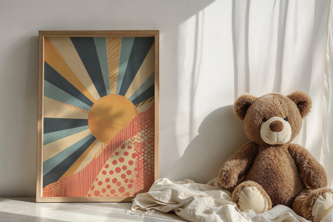Abstract Sunburst Sunrise Art Print, Nursery Decor - Image 4