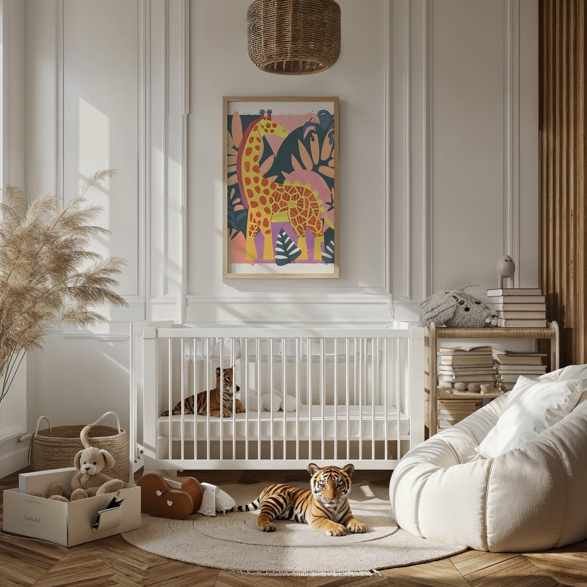 Tall Spotted Giraffe Colorful Abstract Jungle Nursery Poster - Image 3