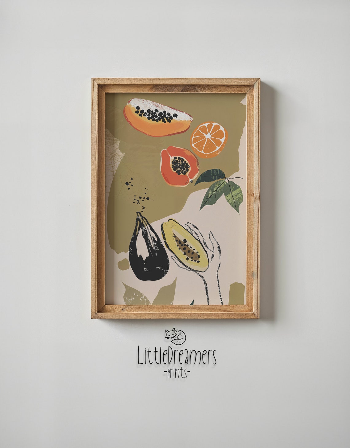 Papaya Orange Fig Fruit Composition Tropical Modern Kitchen Poster