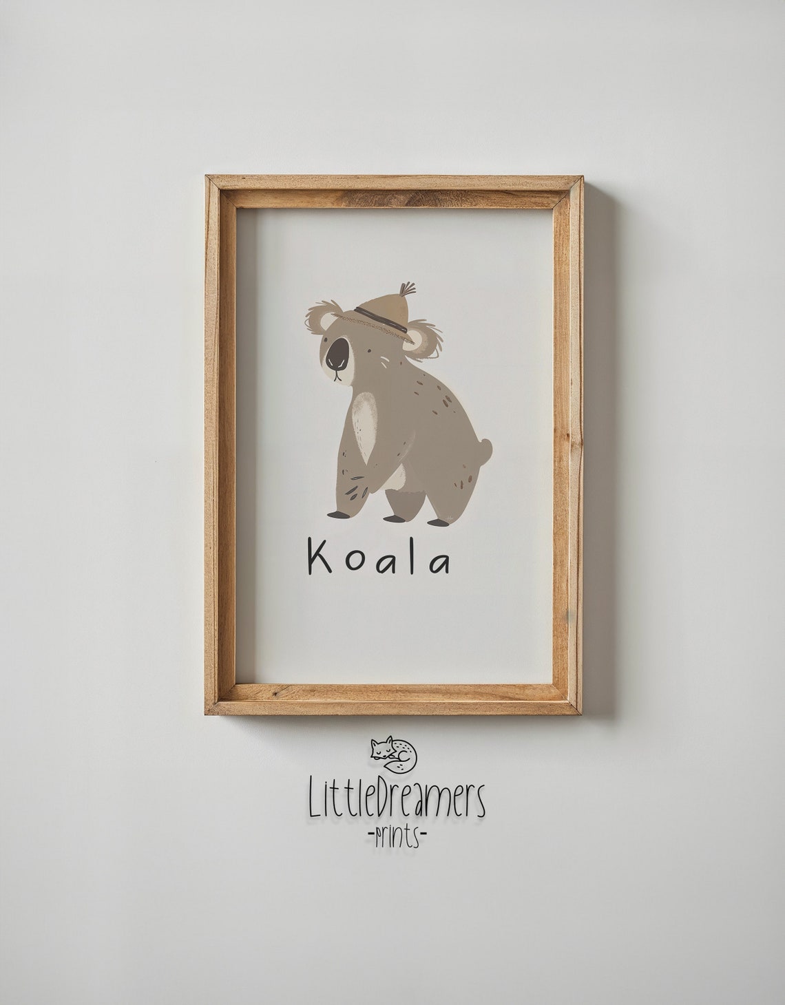 Koala Wearing Hat Cream Background Kids Nursery Bedroom Art Poster - Image 5