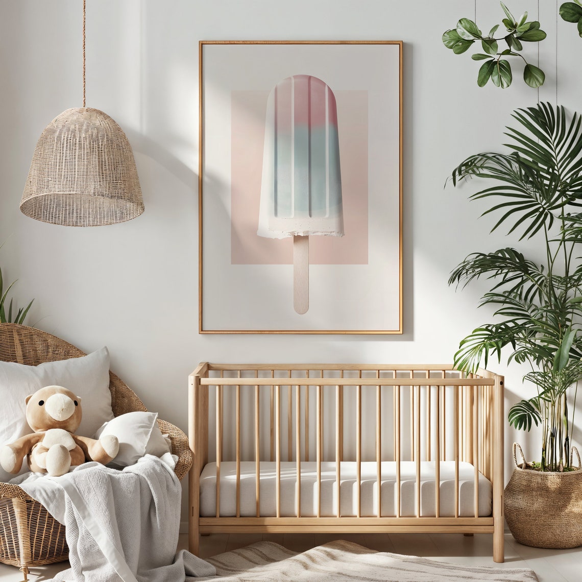 Pastel Pink Blue Popsicle Ice Cream Art Kitchen Nursery Poster - Image 3