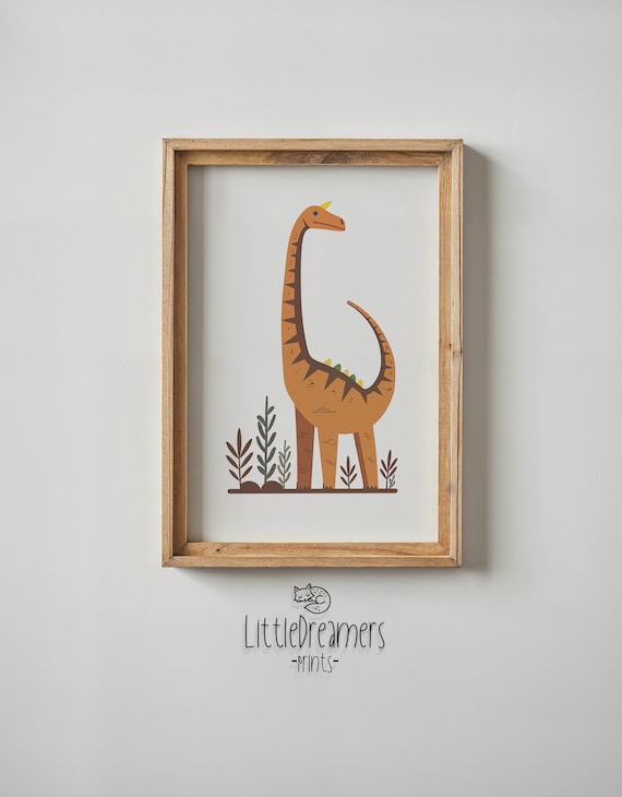 Dinosaur Nursery Wall Art Kids Room Decor Brontosaurus Poster Prehistoric Jungle Theme Kids Gift Baby Dino Print