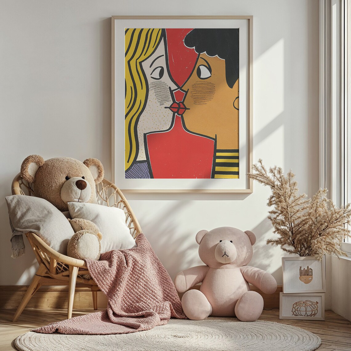 Pop Art Kissing Couple Bold Retro Romance Bedroom Wall Poster - Image 5