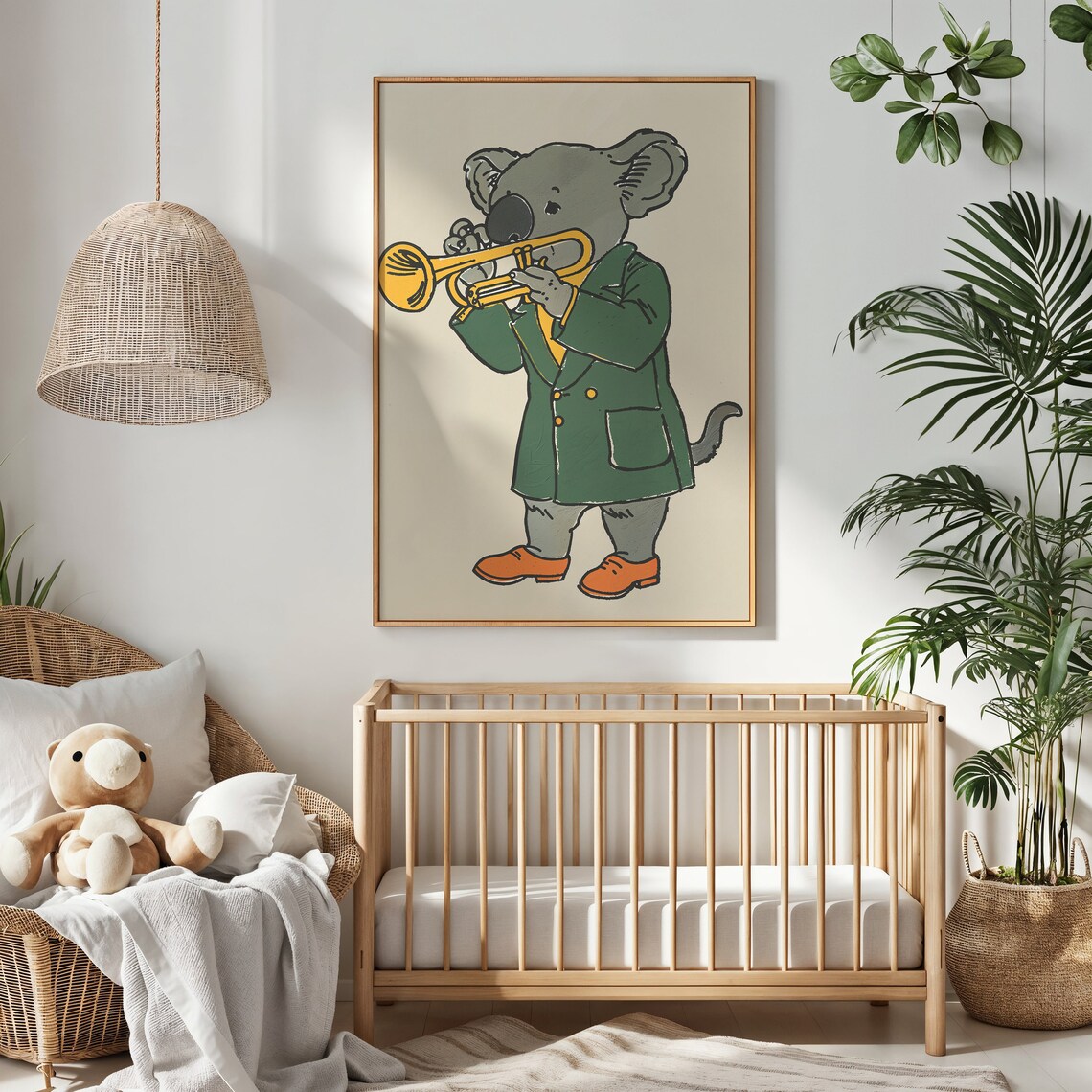 Koala Playing Gold Trumpet Green Suit Kids Music Room Wall Poster - Image 3