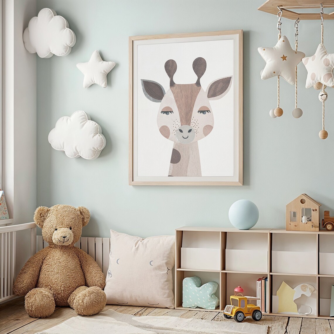 Giraffe Face Nursery Poster Minimalist Blush Brown Safari Baby Wall Art - Image 2