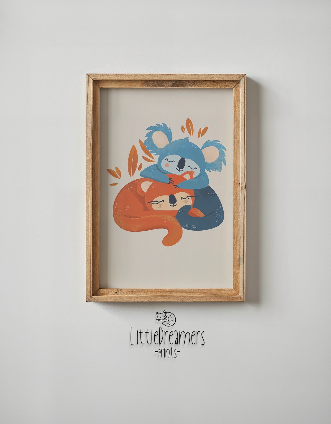 Sleeping Koala Fox Cuddle Pair Cozy Friends Illustration Kids Poster - Image 5