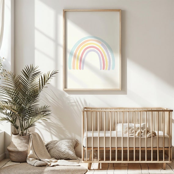 Pastel Rainbow Print Nursery Wall Art Kids Room Decor Art Whimsical Rainbow Poster Baby Shower Gift Instant