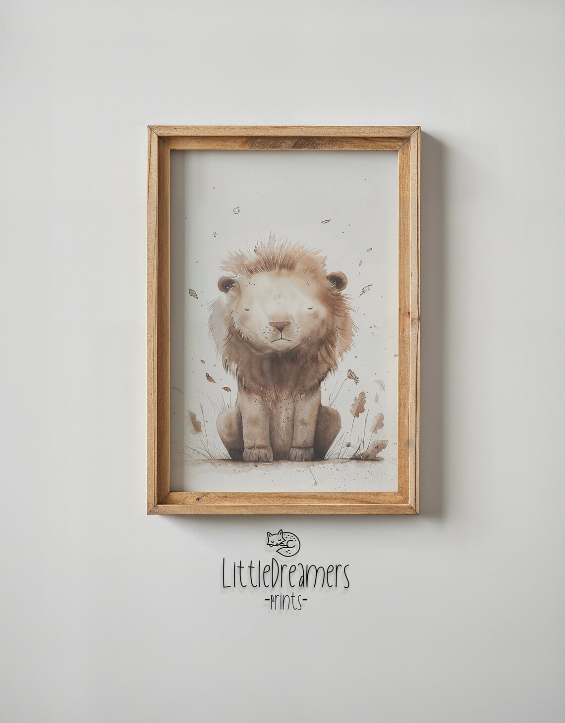 Baby Lion Cub Watercolor Neutral Beige Nursery Safari Animal Poster - Image 5