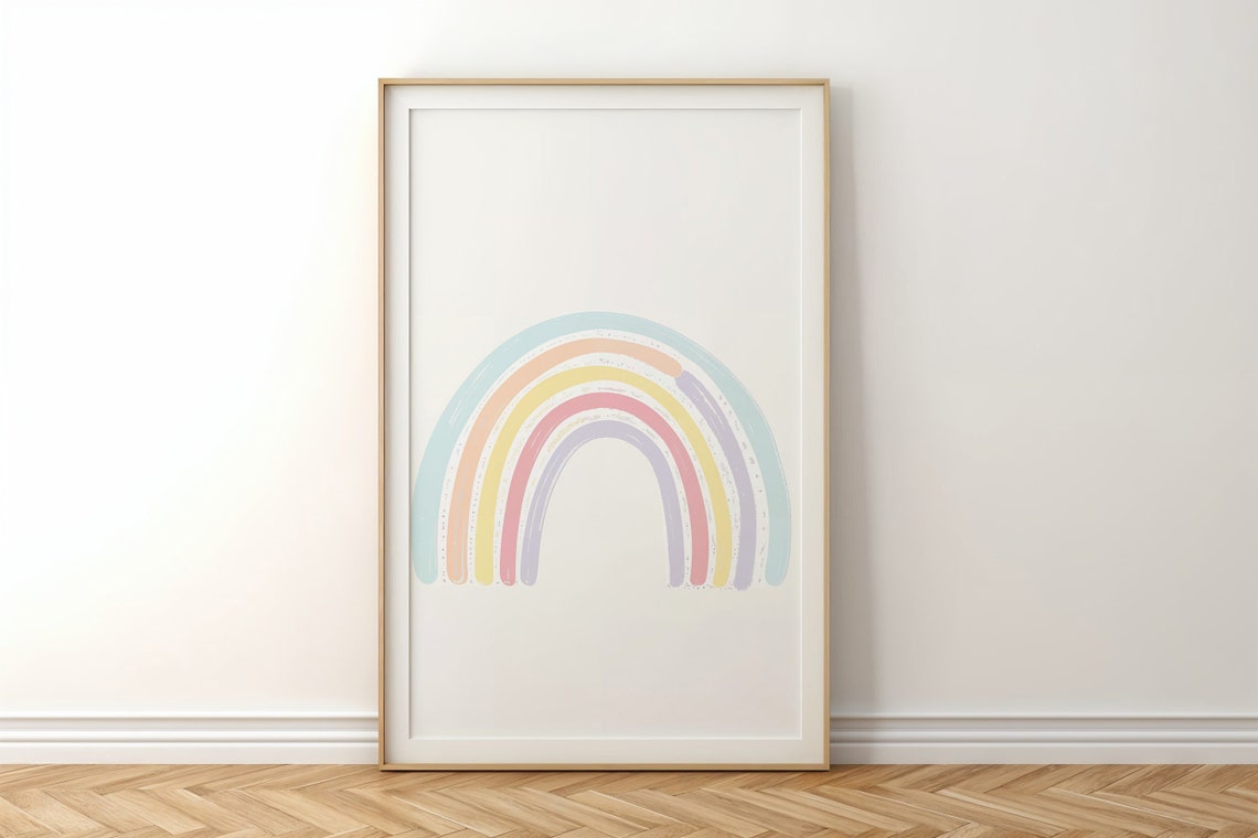 Pastel Rainbow Brushstroke Arch Nursery Kids Room Decor Poster - Image 6