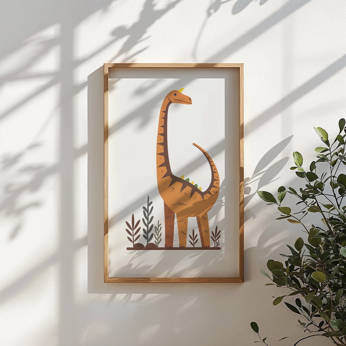 Cute Orange Brontosaurus Long Neck Dinosaur Kids Room Nursery Poster - Image 6