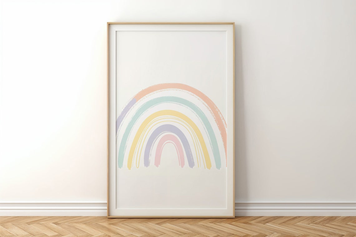 Wide Pastel Rainbow Arches Minimal Nursery Kids Room Decor Poster - Image 4