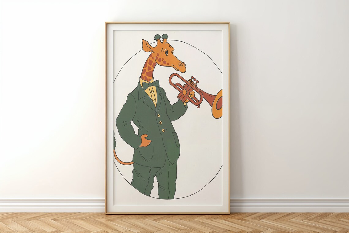 Giraffe Trumpet Player Nursery Music Poster Print - Image 5