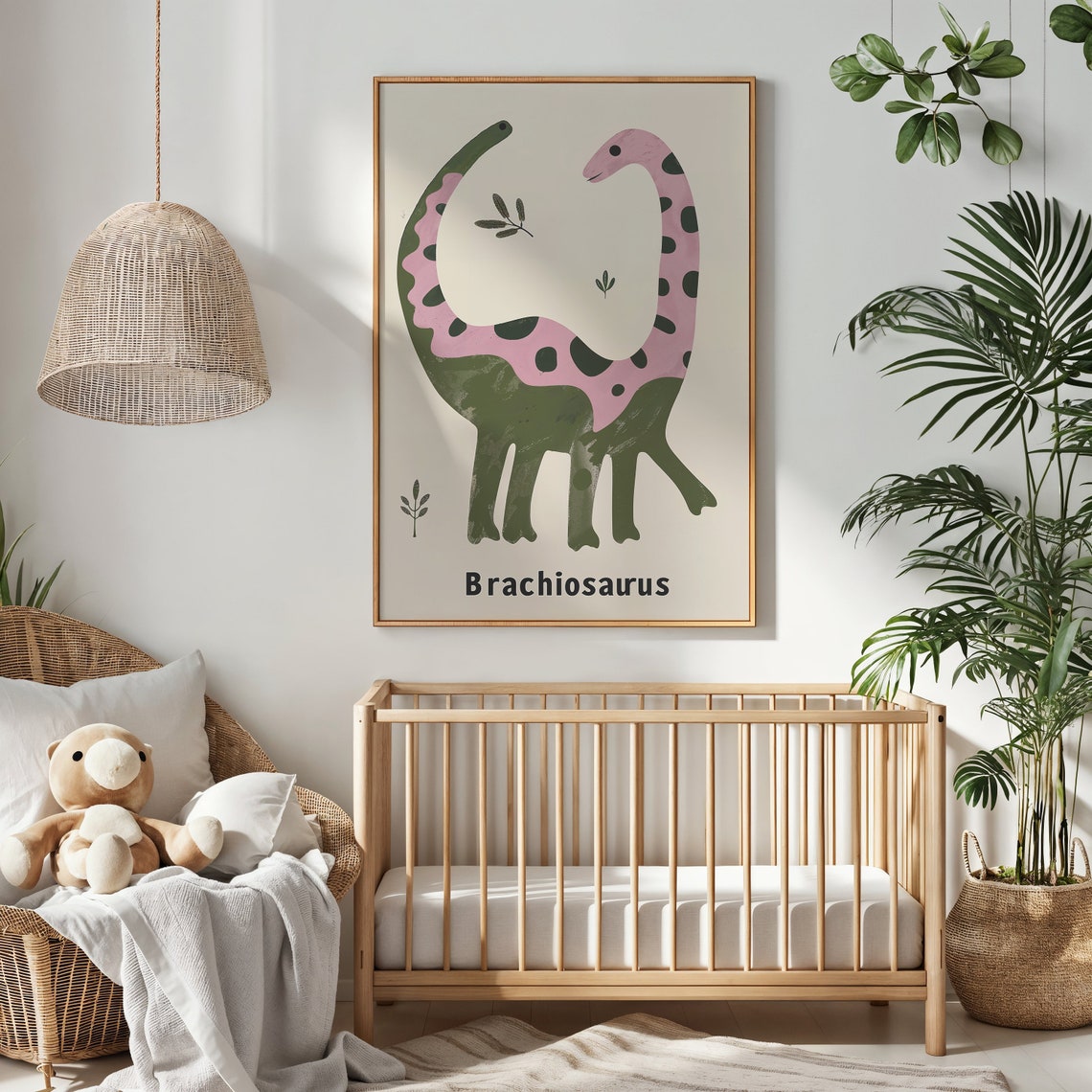 Brachiosaurus Long Neck Pastel Dinosaur Educational Nursery Poster - Image 2