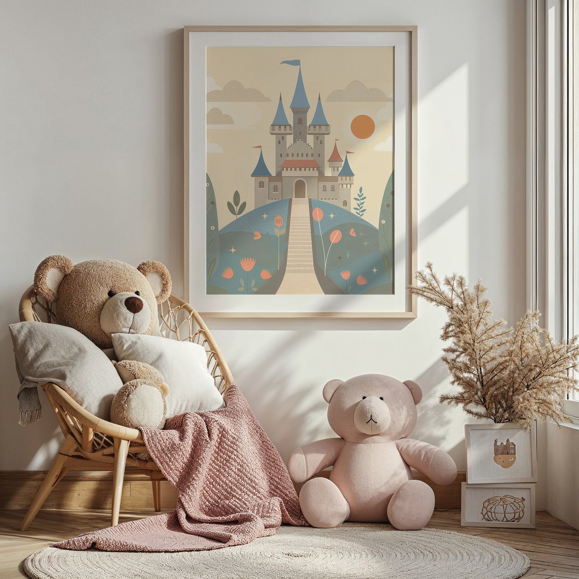 Fairytale Castle Print Nursery Wall Art Kids Fantasy Poster Enchanted Castle Decor Whimsical Artwork Gift Neutral Tones - Image 4