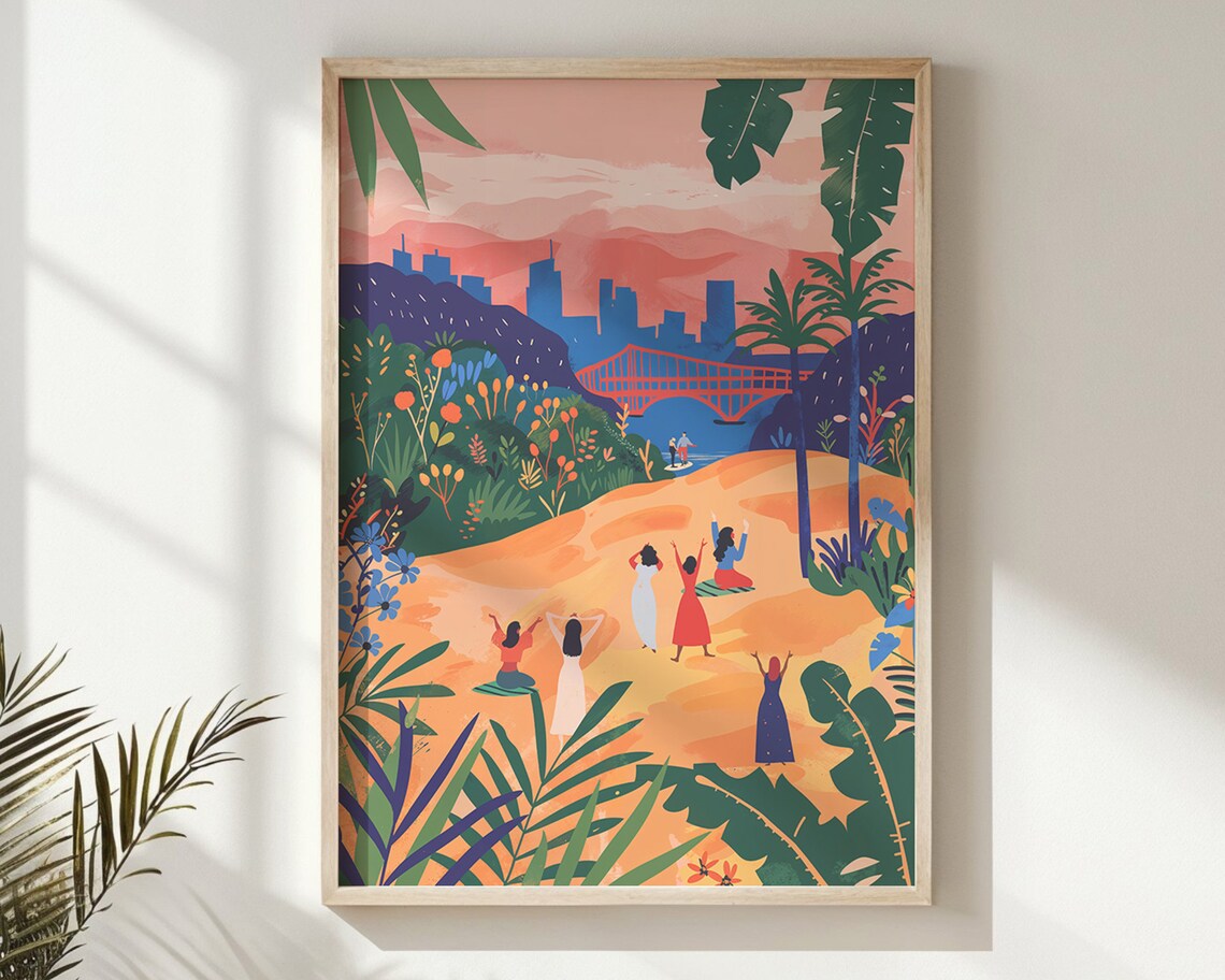 Sunset Cityscape Garden Dance Lush Plants Kids Room Wall Art Poster - Image 5