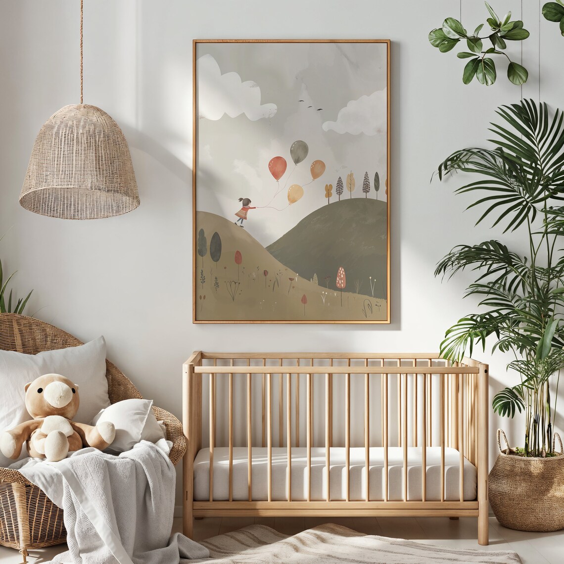 Girl With Balloons Nursery Room Wall Art Poster - Image 4