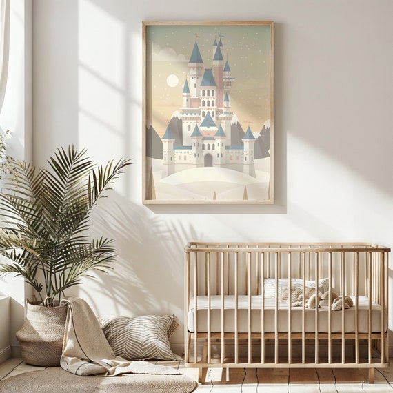 Enchanted Castle Wall Art Fairy Tale Nursery Wall Art Kids Fantasy Poster Castle Decor Pastel Room Decor Gift For Kids