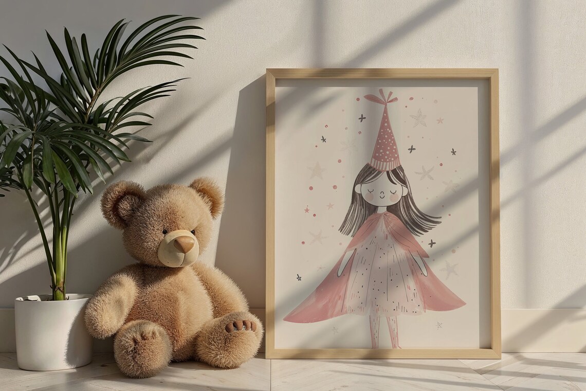 Birthday Party Girl Nursery Art Print, Kids Bedroom - Image 4