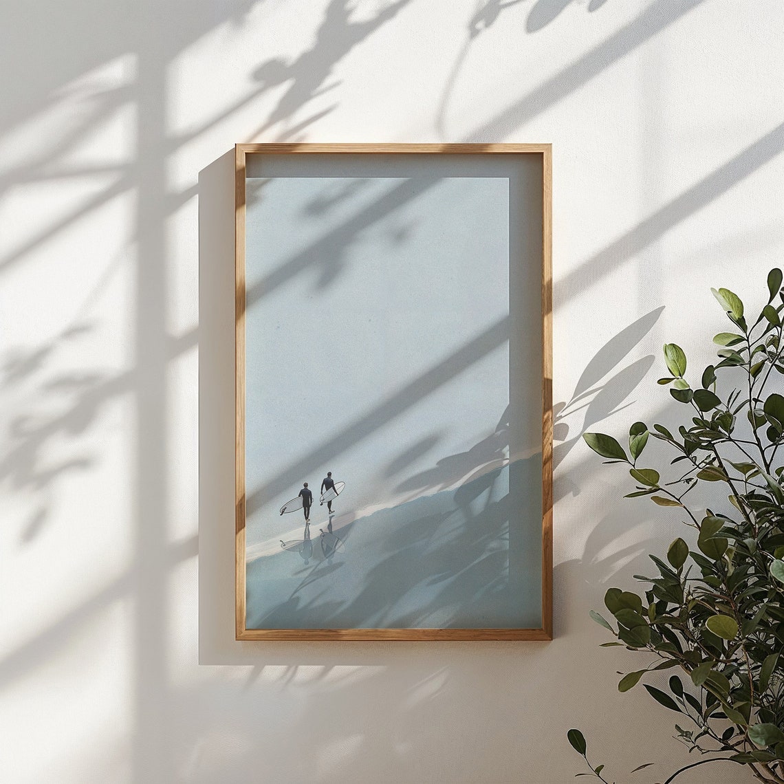 Two Surfers Shoreline Walk Aerial Minimalist Ocean Coastal Poster - Image 4