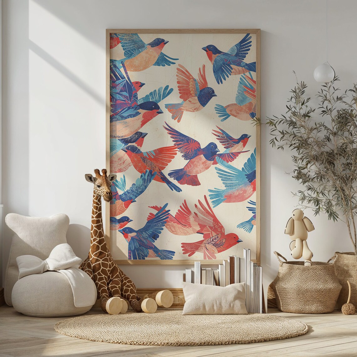 Bird Flock Art Print, Nursery Wall Art Decor - Image 4