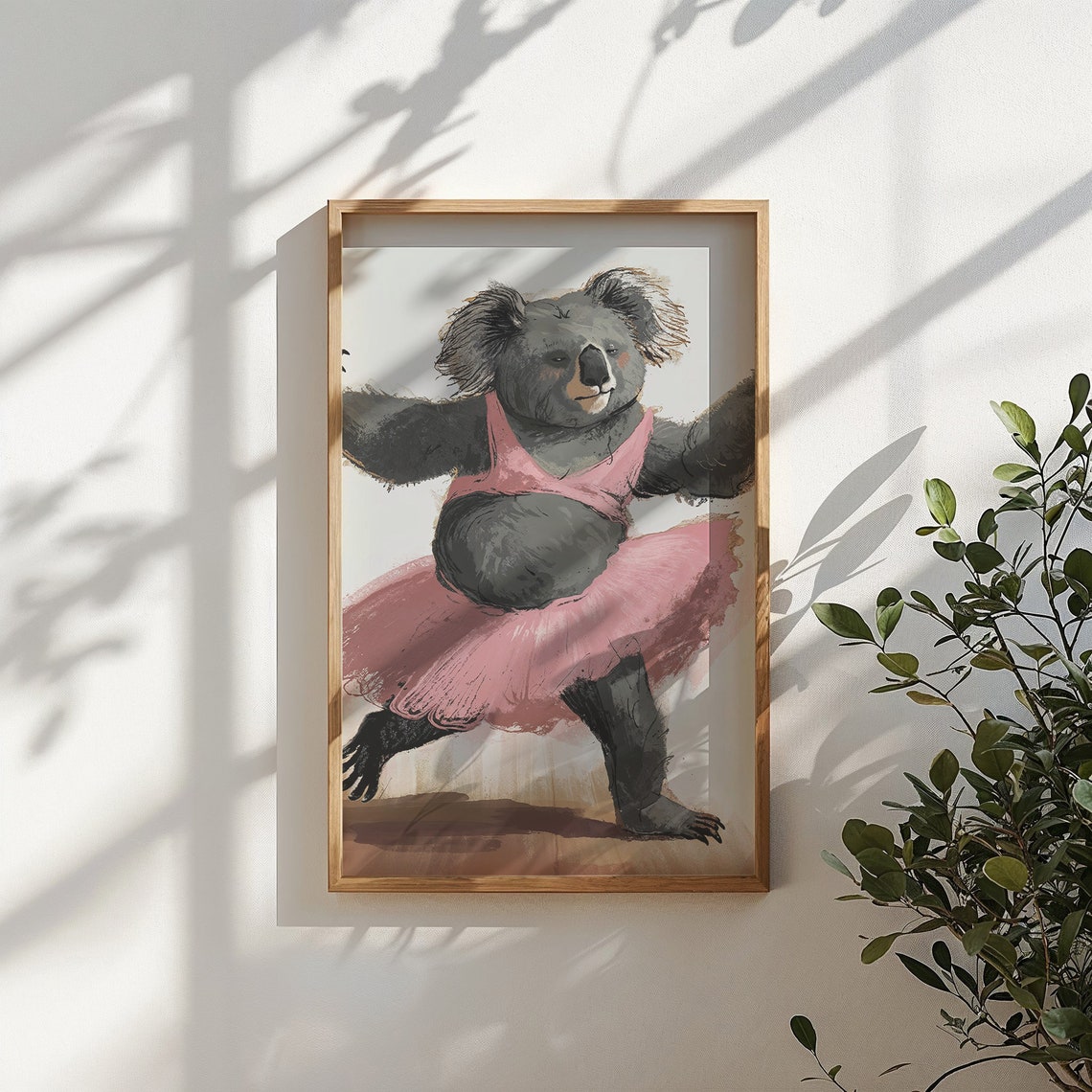 Dancing Koala Ballerina Pink Tutu Whimsical Kids Room Wall Art Poster - Image 4