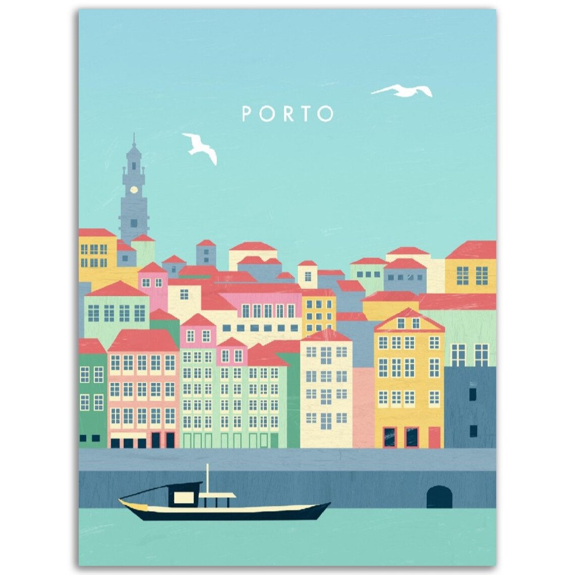 Porto Portugal Colorful City Skyline Douro River Boat Poster - Image 2