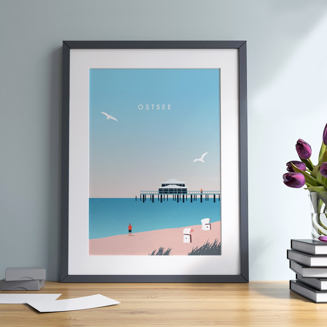 Baltic Sea Minimalist Design Coastal Art Print - Image 2